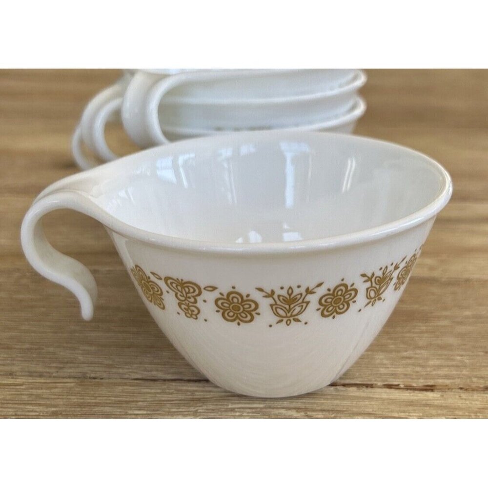 Corning Corelle Cups 1970's Butterfly Gold Open Hook Handle - Set of (4)